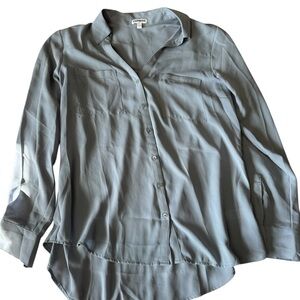 Express Light Gray Button-Down Shirt